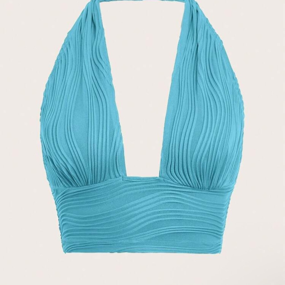 SHEIN Blue Halter Crop Top